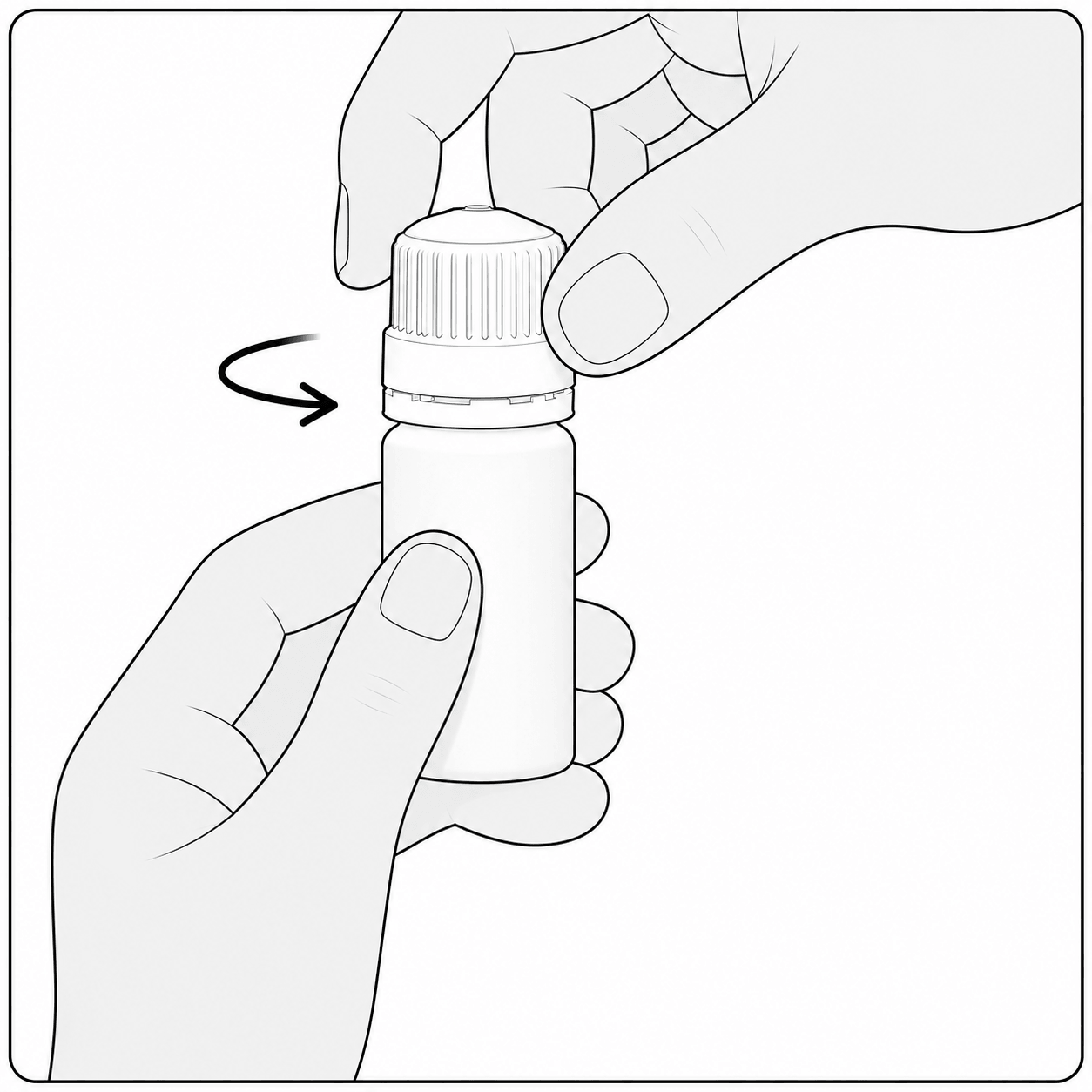 Rotate the cap anticlockwise to break the safety seal.
